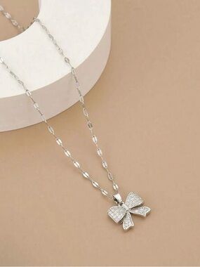 Sterling Silver Bow Pendant Necklace